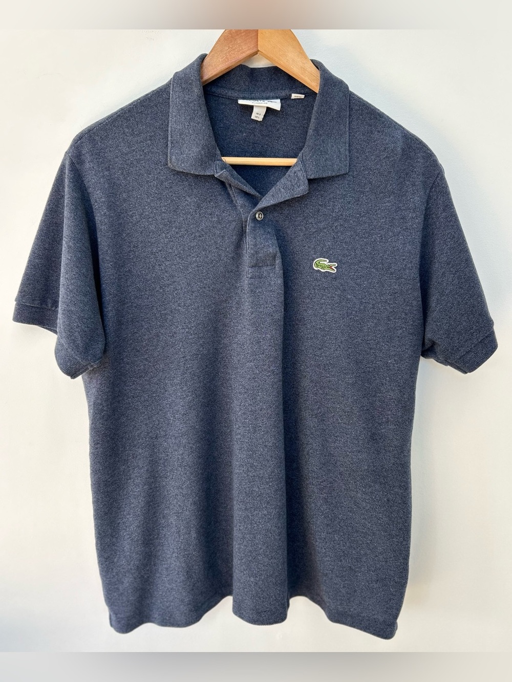 Lacoste Classic Fit Polo Shirt Blue Heather Cotton Croc Logo Large